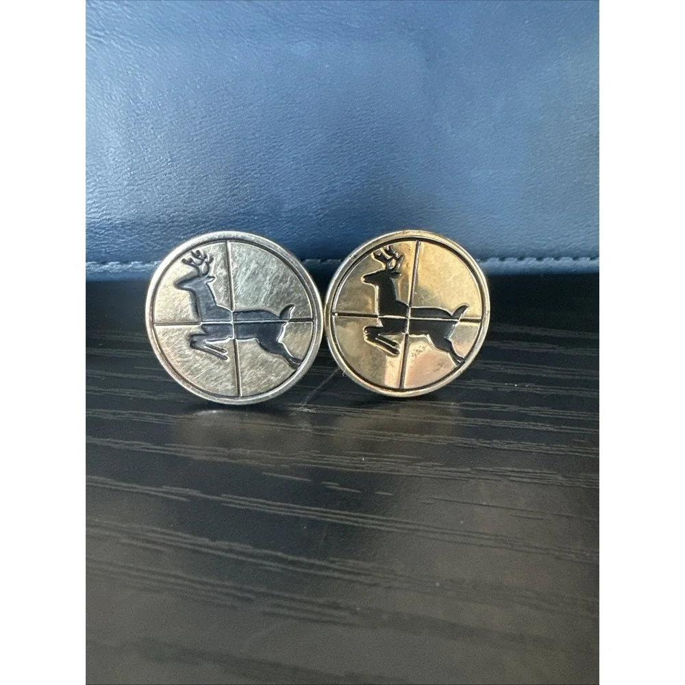 VTG Hickok Deer Cufflinks Direct Shot‎ Gold Tone Lucky Shooter Wild Game